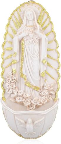 Sewroro Resin Holy Water Font for Wall Guadalupe Catholic Wall Hanging Decor for Home Entrance First Communion in Saudi Arabia