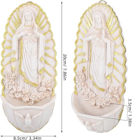 Sewroro Resin Holy Water Font for Wall Guadalupe Catholic Wall Hanging Decor for Home Entrance First Communion in Saudi Arabia
