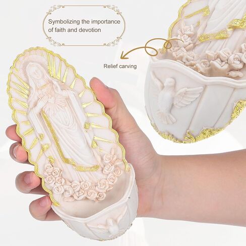 Sewroro Resin Holy Water Font for Wall Guadalupe Catholic Wall Hanging Decor for Home Entrance First Communion in Saudi Arabia