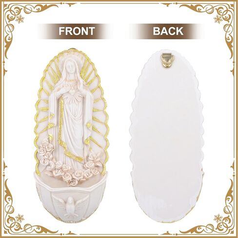Sewroro Resin Holy Water Font for Wall Guadalupe Catholic Wall Hanging Decor for Home Entrance First Communion in Saudi Arabia