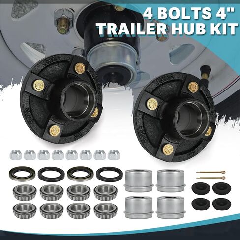 ptnhz 2 مجموعة 4 مسامير 4 "مقطورة محور عدة 4x4 مقطورة المحور عدة ل 2000 رطل 4 العروة مقطورة المحور، يناسب 1" و 1-1 / 16 "المغزل المستقيم ث / L44649 و L44643 محامل، غطاء الغبار، المكونات المطاطية in Saudi Arabia