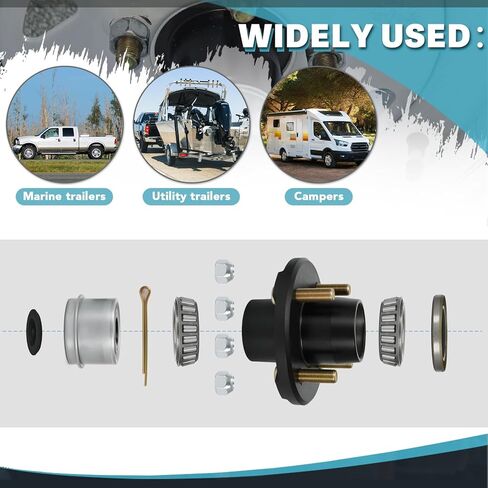 ptnhz 2 مجموعة 4 مسامير 4 "مقطورة محور عدة 4x4 مقطورة المحور عدة ل 2000 رطل 4 العروة مقطورة المحور، يناسب 1" و 1-1 / 16 "المغزل المستقيم ث / L44649 و L44643 محامل، غطاء الغبار، المكونات المطاطية in Saudi Arabia