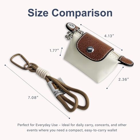 Women’s Mini Coin Purse Keychain – Vintage Nylon Zip Wallet – Compact, Stylish Change Purse for Cards, Cash, and Coins (beige) in Saudi Arabia