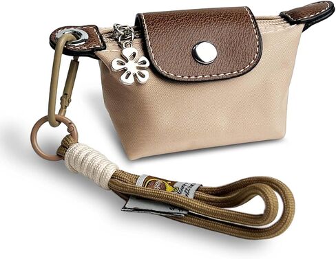 Women’s Mini Coin Purse Keychain – Vintage Nylon Zip Wallet – Compact, Stylish Change Purse for Cards, Cash, and Coins (beige) in Saudi Arabia