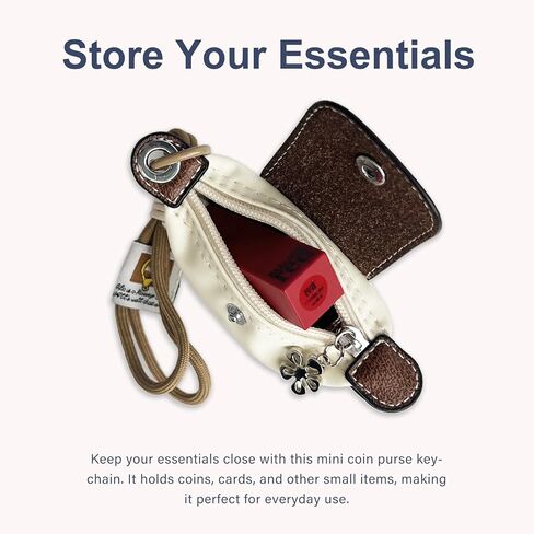 Women’s Mini Coin Purse Keychain – Vintage Nylon Zip Wallet – Compact, Stylish Change Purse for Cards, Cash, and Coins (beige) in Saudi Arabia