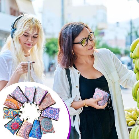 Sweetude 15 قطعة صغيرة محفظة النقود المعدنية تغيير الحقيبة حقيبة المحفظة الصغيرة مع حامل مفتاح سحاب للنساء (طباعة الفهد) in Saudi Arabia