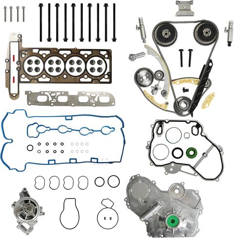مجموعة سلسلة توقيت المحرك 2.4 مع مجموعة حشية الرأس مضخة مياه VVT Sprcket/الملف اللولبي مناسبة لسيارة Chevy Captiva Equinox Malibu Hhr Buick Lacrosse Regal Verano GMC Terrain 2.4L 2.2L 2011-2017 in Kuwait