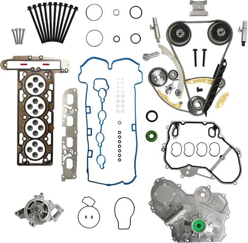 مجموعة سلسلة توقيت المحرك 2.4 مع مجموعة حشية الرأس مضخة مياه VVT Sprcket/الملف اللولبي مناسبة لسيارة Chevy Captiva Equinox Malibu Hhr Buick Lacrosse Regal Verano GMC Terrain 2.4L 2.2L 2011-2017 in Kuwait