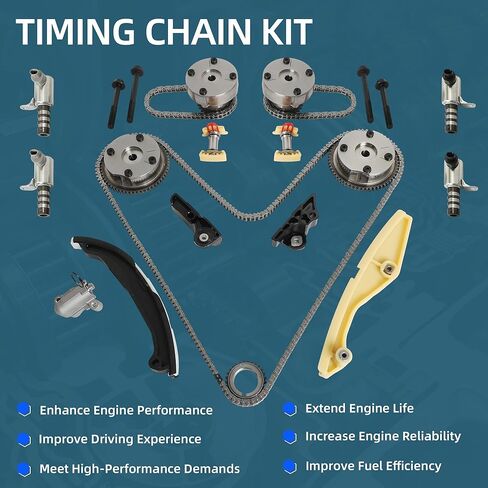 مجموعة سلسلة توقيت المحرك 3.5 مع مضخة مياه VVT Cam Phaser مناسبة لفورد F150 إكسبيديشن إيدج إكسبلورر F-150 موستانج توروس ترانزيت لينكولن MKT MKS نافيجيتور 3.5L 3.7L 2011-2019 in Kuwait