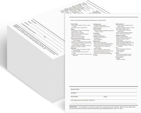 1-Part Self-Adhesive Buyers Guide Form 8.5 x 11 Inches, Blank Front/Text on Back Letter Size Paper, 100 Per Pack in Saudi Arabia