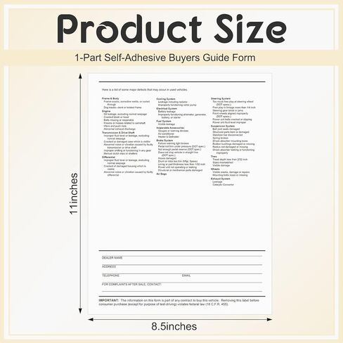 1-Part Self-Adhesive Buyers Guide Form 8.5 x 11 Inches, Blank Front/Text on Back Letter Size Paper, 100 Per Pack in Saudi Arabia
