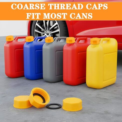 6 Pcs Gallon Gas Can Cap, 5 Gallon Replacement Lid With Coarse Thread, 3/5 Water Jug Cap, Yellow Portable Gas Tank Lid for Fuel Storage Sealing in Saudi Arabia