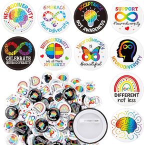 Kigeli 100 Pcs Neurodiversity Pins Celebrate Neurodiversity Brain Buttons Autism Rainbow Badge Words World Autism Awareness Day Brooch Special Education Supply for Clothe Bag Accessories in Saudi Arabia