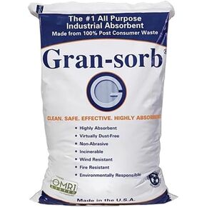 حبيبات MICRO TEC Gran-Sorb ماصة حبيبية عالمية - كيس 30 رطل - يمتص الزيت والسوائل المائية والمذيبات والمبردات والبتروكيماويات - يمتص ما يصل إلى 4 جالون - عبوة من 1 in Kuwait