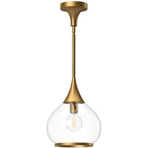 Hazel 10" Pendant Light | Aged Gold Finish | Clear Glass Shade | Modern Classic Pendant Light | Made of Steel and Glass | 10.13" D x 12.75" H | PD524110AGCL in Saudi Arabia