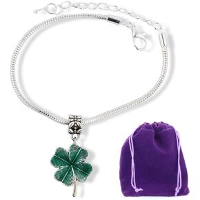 Clover Bracelet for Women - Stainless Steel Snake Chain with Metal Alloy Charm, Elegant Good Luck Gifts, Ideal Clover Bracelets for Women, Perfect Accessory for All Occasions in Saudi Arabia
