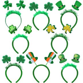 8 Pack St. Patrick's Day Headband Head Boppers, Lucky Green Shamrock and Leprechaun Hat Irish Flag Pattern, St. Paddy’s Day Accessories for Adults Party Favors, Irish Festival Parade Decorations in Kuwait