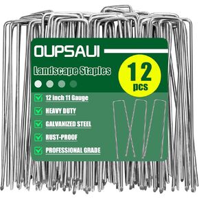 12 Inch 11 Gauge Galvanized Landscape Staples Stakes for Decoration, 12/25/50/100/150pcs Garden Metal Stakes for Weed Barrier Fabric, Fence Stakes, Tent Stakes (12in, 25pcs) in Saudi Arabia