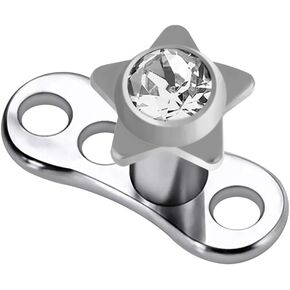 Crystal Stone Star 316L Surgical Steel Top with G23 Grade Titanium Internally Micro Dermal Anchor Drivers - Surface - Skin Piercing in Saudi Arabia