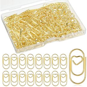 200Pcs Gold Paper Clips Small, Heart Paper Clips, Cute Paperclip Stainless Steel, Heart Shaped Mini Papers Clip for Home Office School Wedding Decorative Supplies(0.79inch) in Kuwait