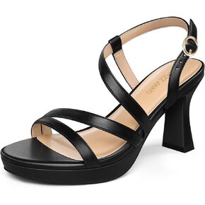 صنادل PIZZ ANNU النسائية SoleBella ذات الكعب العالي 7.62 سم ​​بكعب مكتنز مفتوح عند أصابع القدم وحزام للكاحل بأشرطة مريحة لحفلات الزفاف in Kuwait