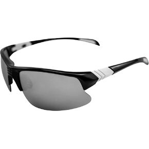 نظارات شمسية رياضية كلاسيكية من AlterImage Arrow ملفوفة للرجال أو النساء بإطار أسود شبه بدون إطار مع أطراف مطاطية بيضاء محفورة وعدسات مرآة فلاش in Kuwait