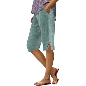 Flowy Capri Linen Pants Women Knee Length Summer Beach Vacation 2026 Casual Dressy Trousers Lightweight Shorts in Saudi Arabia