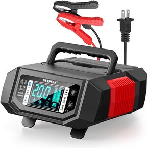 NEXPEAK 1-20A شاحن بطارية، شاحن هزيلة شاحن بطارية السيارة 12 فولت 24 فولت LiFePO4 حمض الرصاص الذكية صيانة البطارية مع تيار قابل للتعديل لسيارة شاحنة جزازة العشب قارب البحرية in Kuwait