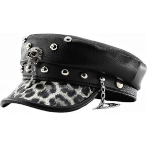 قبعات موزع الصحف للنساء، قبعة بيبر بوي y2k ليوبارد القوطي، قبعة مسطحة من جلد الفهد، إكسسوارات بانك عصرية، أشياء إيمو in Kuwait