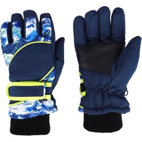 Winter-Snow Ski Gloves for Kids - Warm-Plus-Velvet-Thickened Waterproof-Cold-Weather-Gloves for Boys-Girls 4-7 Years in Kuwait