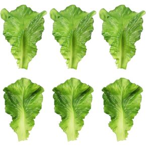 6pcs واقعية الخس الاصطناعي الورقية الخضراء ، والخضروات البلاستيكية الخس ، وأوراق الخضار الخضراء المزيفة لزخرفة عيد المطبخ في المنزل ، وخس فو للعرض ، سلطة واقعية بلاستيكية in Kuwait