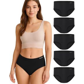 Womens Underwear Bamboo Rayon High Waisted Full Coverage Panties Soft Breathable Stretchy Comfort Briefs 5 Pack in Saudi Arabia