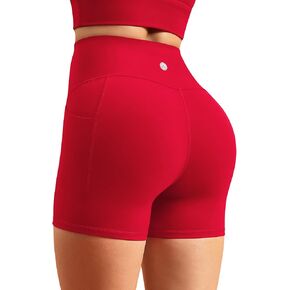 شورت Bareluxe 5 بوصات لراكبي الدراجات النارية مع جيوب، شورت رياضي عالي الخصر للتحكم في البطن للنساء in Kuwait