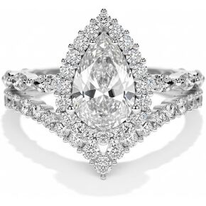 1.5 Carat Pear Cut Moissanite Engagement Ring set for Women S925 Sterling Silver 18K Gold Plated Bridal Set Ring(VVS1 D Color) in Saudi Arabia