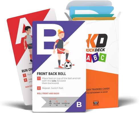 برنامج KickDeck ABC لتدريب الشباب على كرة القدم | أساسيات كرة القدم، 26 في المنزل، بطاقات التدريب الذاتي، تحسين مهارات كرة القدم الأساسية، للأعمار من 4 سنوات فما فوق in Kuwait