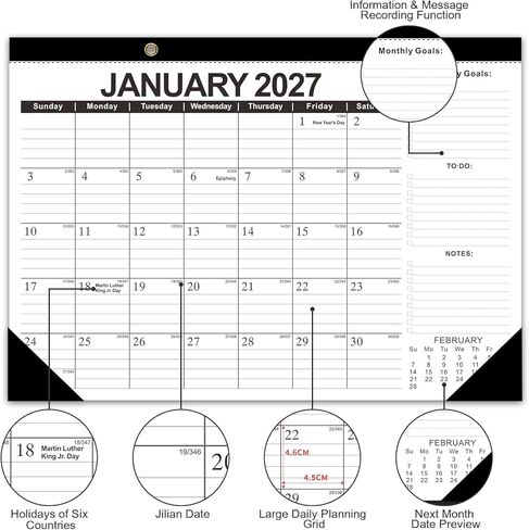 Kyweel 2024-2025 Desk Calendar, 12 Month Desk Calendar/Wall Calendar Combo, 17" x 12", July 2024-June 2025, Highlight Holidays, Planning Calendar, Thick Paper in Kuwait