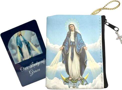 Westmon Works Our Lady of Grace Zippered Wallet Rosary Case with Holy Prayer Card Set in Saudi Arabia
