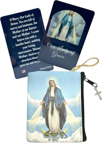 Westmon Works Our Lady of Grace Zippered Wallet Rosary Case with Holy Prayer Card Set in Saudi Arabia