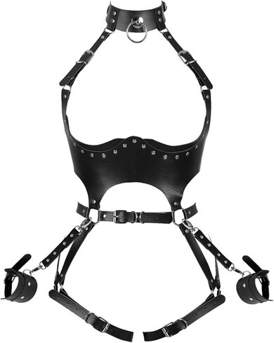 JWZILMR Women Punk Leather Belts Body Waist Chain Thigh Harness BDSM Lingerie Bondage Belt Goth Garter Bodysuit Accessories(Color : Black, Size : One Size) in Saudi Arabia