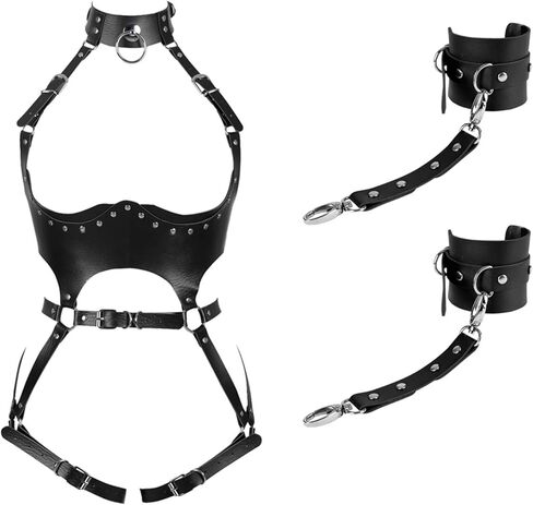 JWZILMR Women Punk Leather Belts Body Waist Chain Thigh Harness BDSM Lingerie Bondage Belt Goth Garter Bodysuit Accessories(Color : Black, Size : One Size) in Saudi Arabia