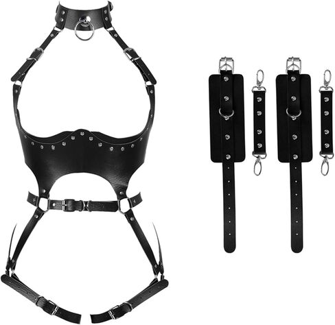 JWZILMR Women Punk Leather Belts Body Waist Chain Thigh Harness BDSM Lingerie Bondage Belt Goth Garter Bodysuit Accessories(Color : Black, Size : One Size) in Saudi Arabia