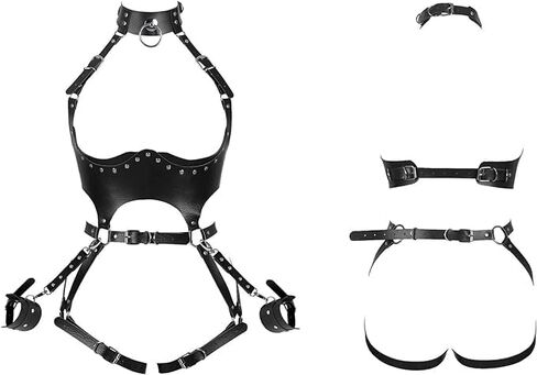 JWZILMR Women Punk Leather Belts Body Waist Chain Thigh Harness BDSM Lingerie Bondage Belt Goth Garter Bodysuit Accessories(Color : Black, Size : One Size) in Saudi Arabia