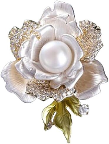 14K Gold Camellia Flower Brooch - Retro Style, Multi-Purpose Pin for Coats and Suits in Saudi Arabia
