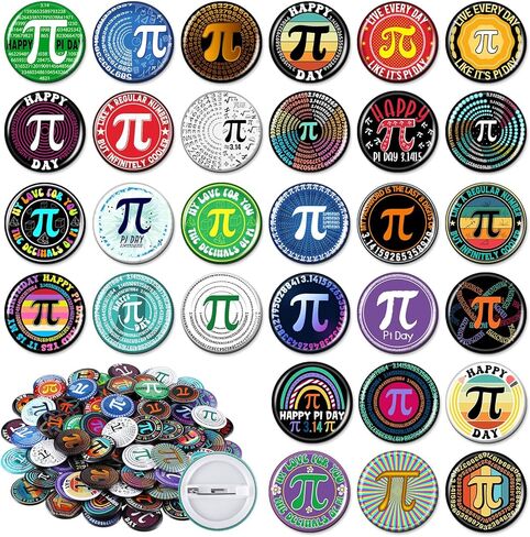 Kigeli 120 Pcs Pi Day Pins Math π Round Badge Pins Bulk International Day of Mathematics Decoration for School Party Activity Clothing Bag Accessories for Math Lover Back to School Gift in Saudi Arabia