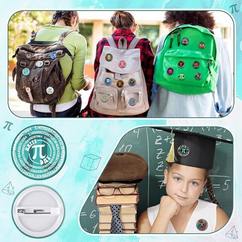 Kigeli 120 Pcs Pi Day Pins Math π Round Badge Pins Bulk International Day of Mathematics Decoration for School Party Activity Clothing Bag Accessories for Math Lover Back to School Gift in Saudi Arabia