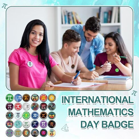 Kigeli 120 Pcs Pi Day Pins Math π Round Badge Pins Bulk International Day of Mathematics Decoration for School Party Activity Clothing Bag Accessories for Math Lover Back to School Gift in Saudi Arabia