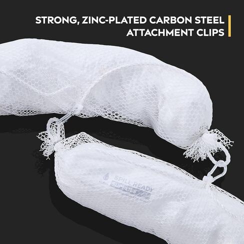 زيت جاهز للانسكاب فقط ذراع ماصة مقاس 5 بوصات × 10 بوصات (4 عبوات) - كارهة للماء، تمتص ما يصل إلى 11 جالونًا لكل ذراع ذراع ماصة قابلة للربط لاحتواء انسكاب الزيت والوقود على الماء/الأرض - جوارب ماصة - أبيض in Kuwait