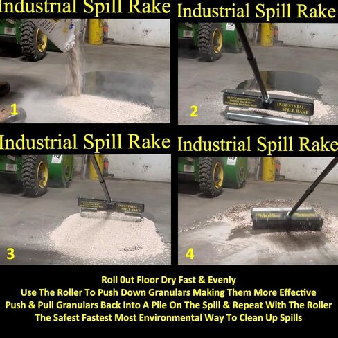 Industrial Spill Rake Oil Floor Dry Absorbent Granular Mats Pads Socks Cleanup Industrial Spill Rake I.S.R. Specialized Tool Equipped With A Roller To Push Down Absorbents & A Flat Rake Fast Cleanup in Saudi Arabia