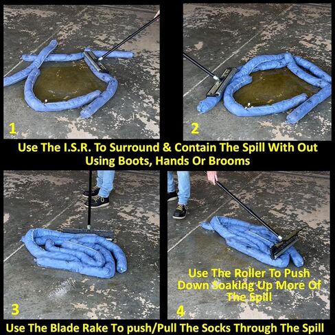 Industrial Spill Rake Oil Floor Dry Absorbent Granular Mats Pads Socks Cleanup Industrial Spill Rake I.S.R. Specialized Tool Equipped With A Roller To Push Down Absorbents & A Flat Rake Fast Cleanup in Saudi Arabia