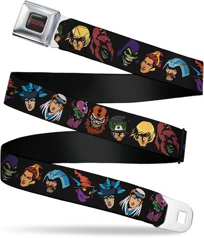 Masters of the Universe Belt, Seatbelt Buckle Belt, Masters of the Universe Eleven Character Faces Black, Adjustable in Saudi Arabia
